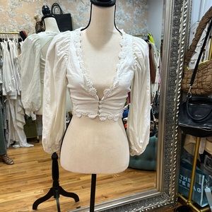 Love and lemons crop white shirt